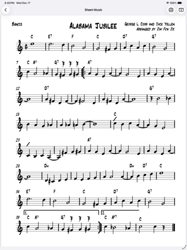 Virtual Song Book app interface